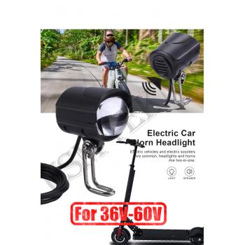 E Bike Led Far Elektrikli Scooter Farı Elektrikli Motosiklet E Bisiklet Far + Korna 36v-60v-Uyumlu