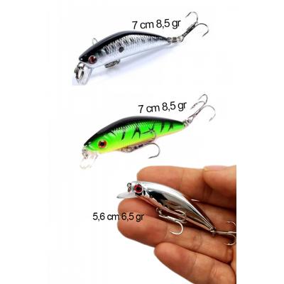 3 Lü Set Ayna Rapala Lures Maket Balık Yapay Suni YemTurna Levrek Alabalık LüferAilesi JigYem