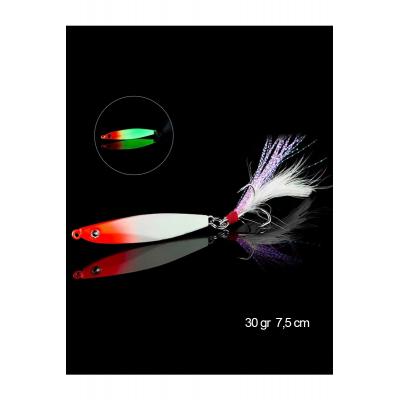 Glowlu Jig Yem 30Gr 7.5cm Lrf Yem Lüfer Levrek Sarıkanat Yapay Yem Suni yem Tüylü Kanca jig Yem